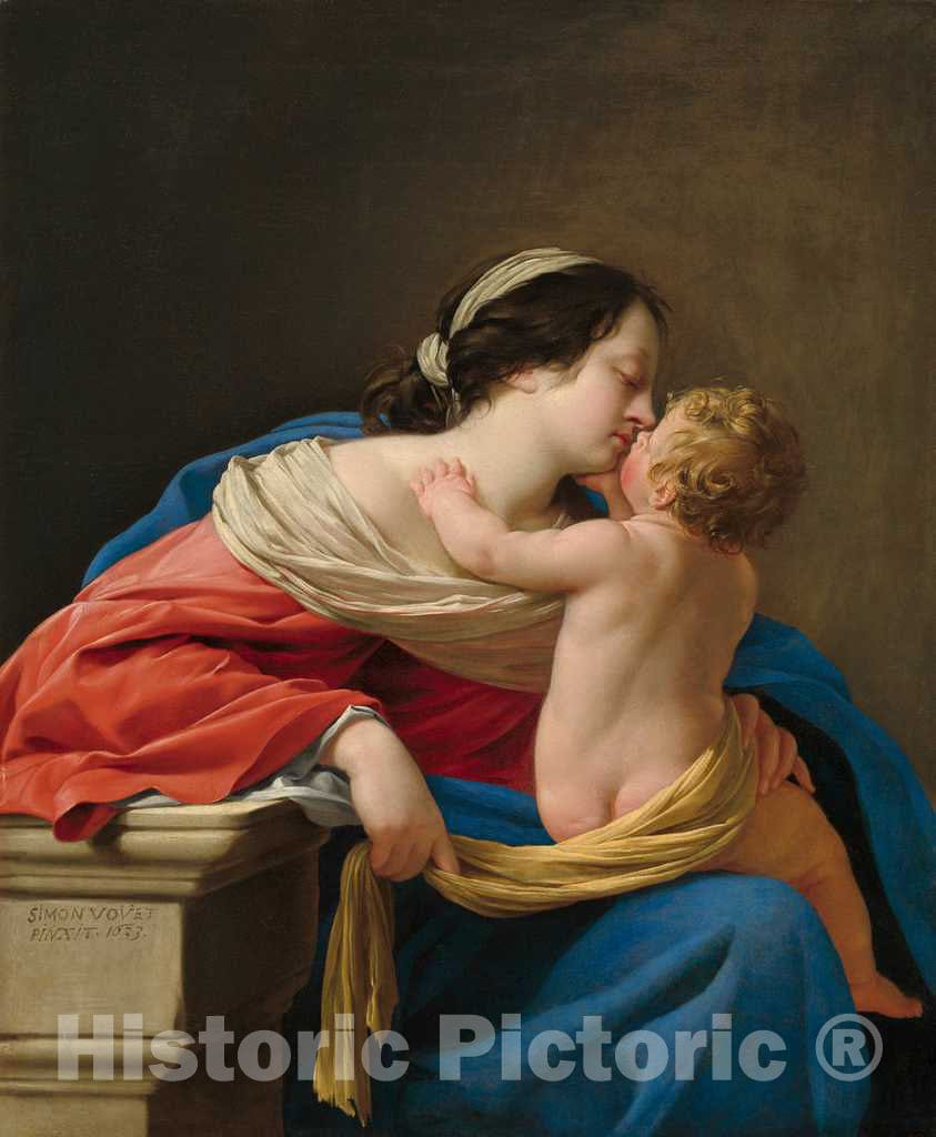 Art Print : Simon Vouet, Madonna and Child, 1633 - Vintage Wall Art