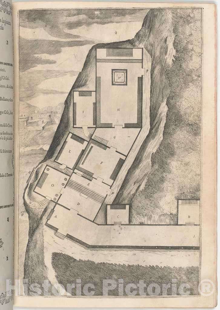 Art Print : Lino Moroni, Plan of The Rooms and Church of The Sacred Monastery (Pianta di Parte Della Loggia e del Sacro eremo), 1612 - Vintage Wall Art