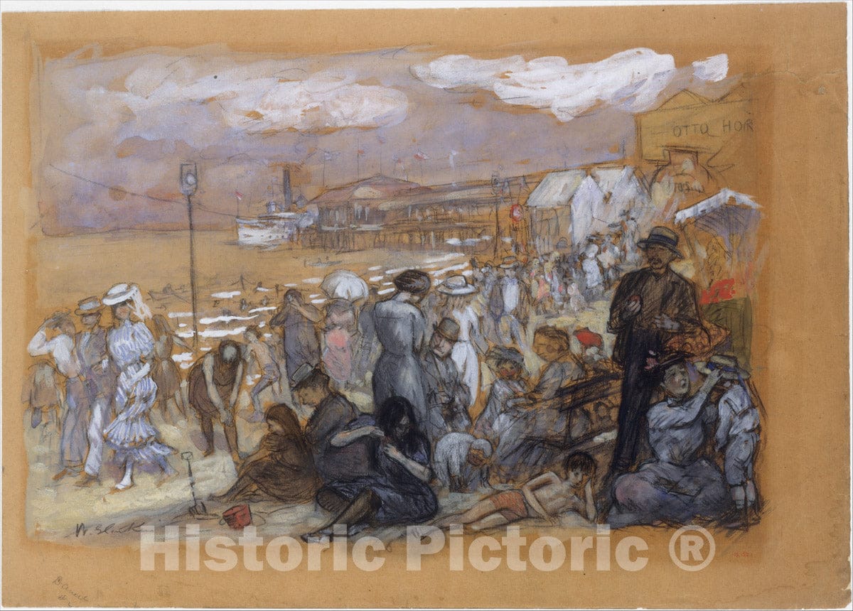 Art Print : William James Glackens - Afternoon at Coney Island : Vintage Wall Art