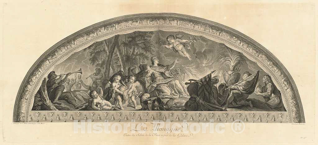 Art Print : MassÃ© After Le Brun, Germany, Center of The Salon of Peace Opposite The Gallery [pl. 46], 1752 - Vintage Wall Art