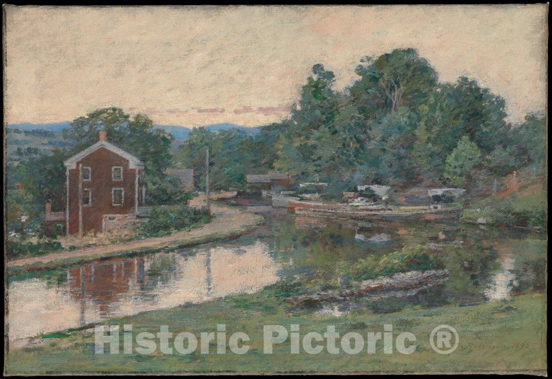 Art Print : Theodore Robinson - Evening at The Lock, Napanoch, New York : Vintage Wall Art