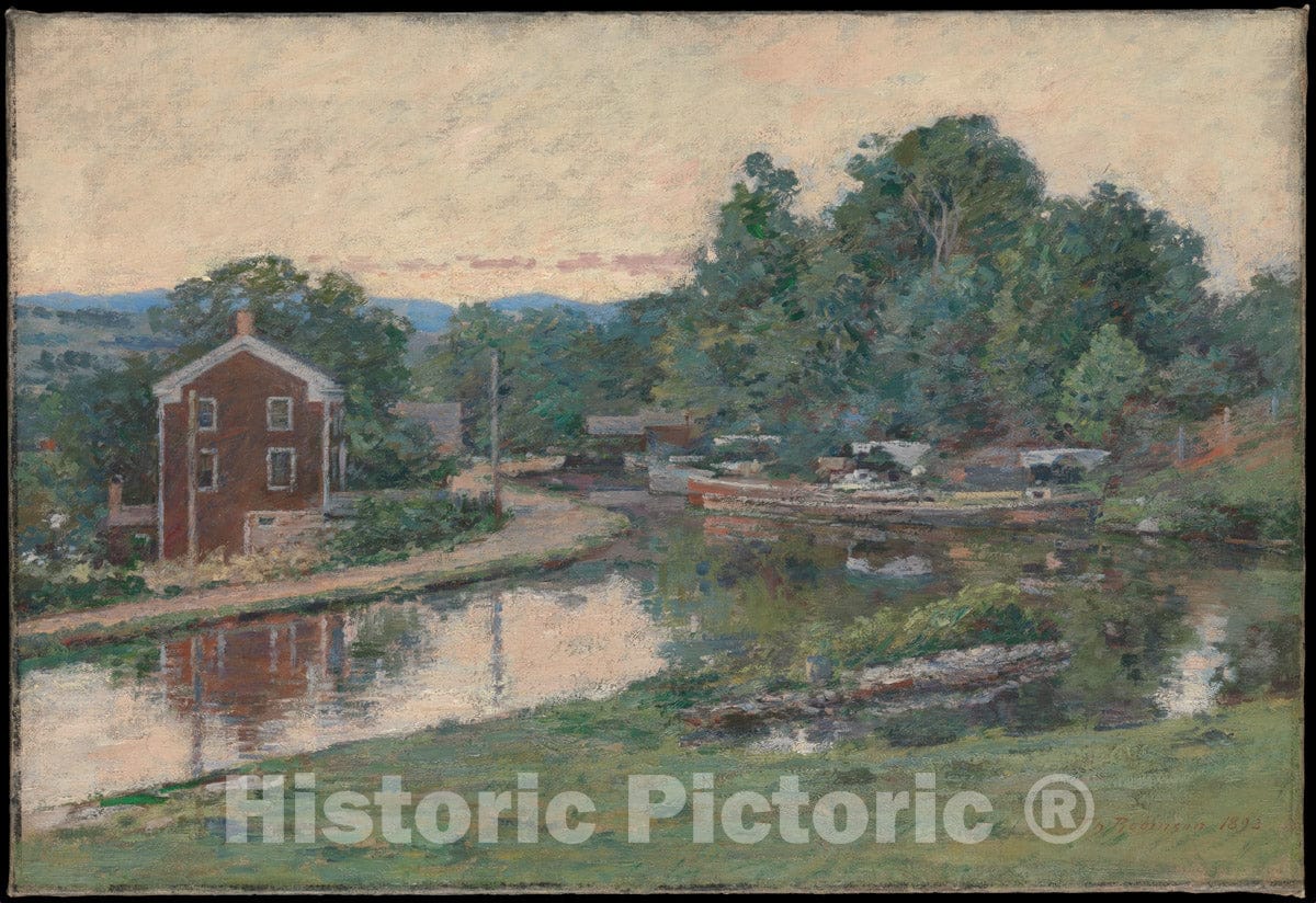 Art Print : Theodore Robinson - Evening at The Lock, Napanoch, New York : Vintage Wall Art