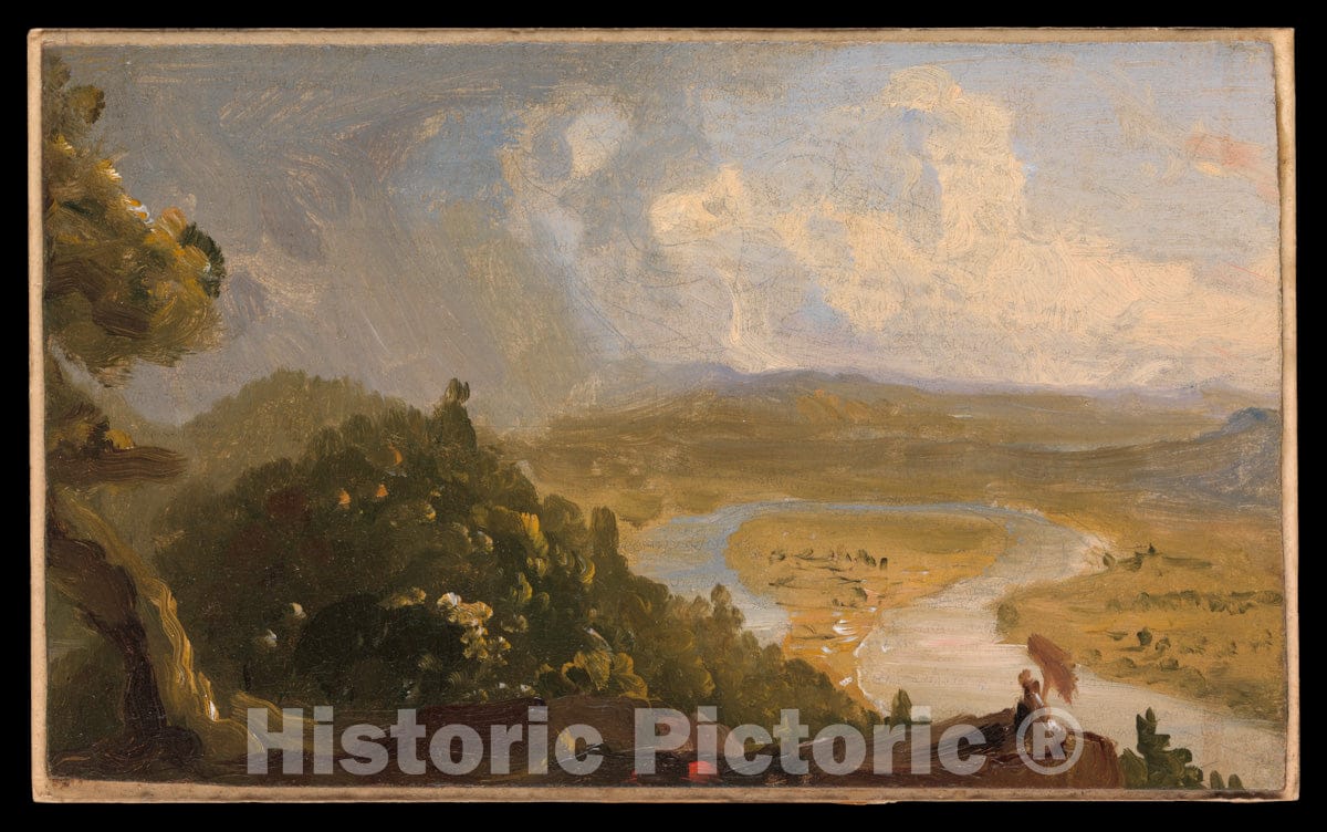 Art Print : Thomas Cole - Sketch for View from Mount Holyoke, Northampton, Massachusetts, After a Thunderstorm (The Oxbow) : Vintage Wall Art