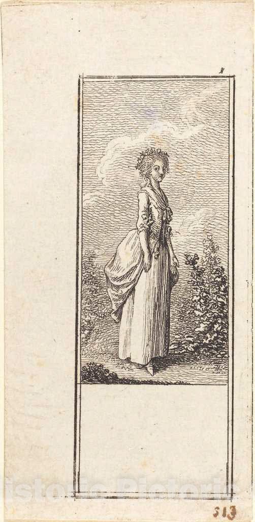 Art Print : Daniel Nikolaus Chodowiecki, Girl with a Crown of Flowers, 1784 - Vintage Wall Art