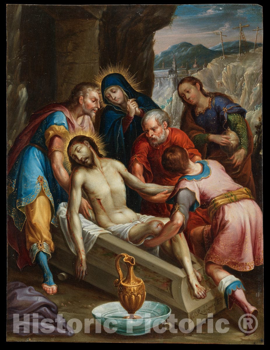 Art Print : Juan Rodríguez Juárez - The Entombment of Christ : Vintage Wall Art