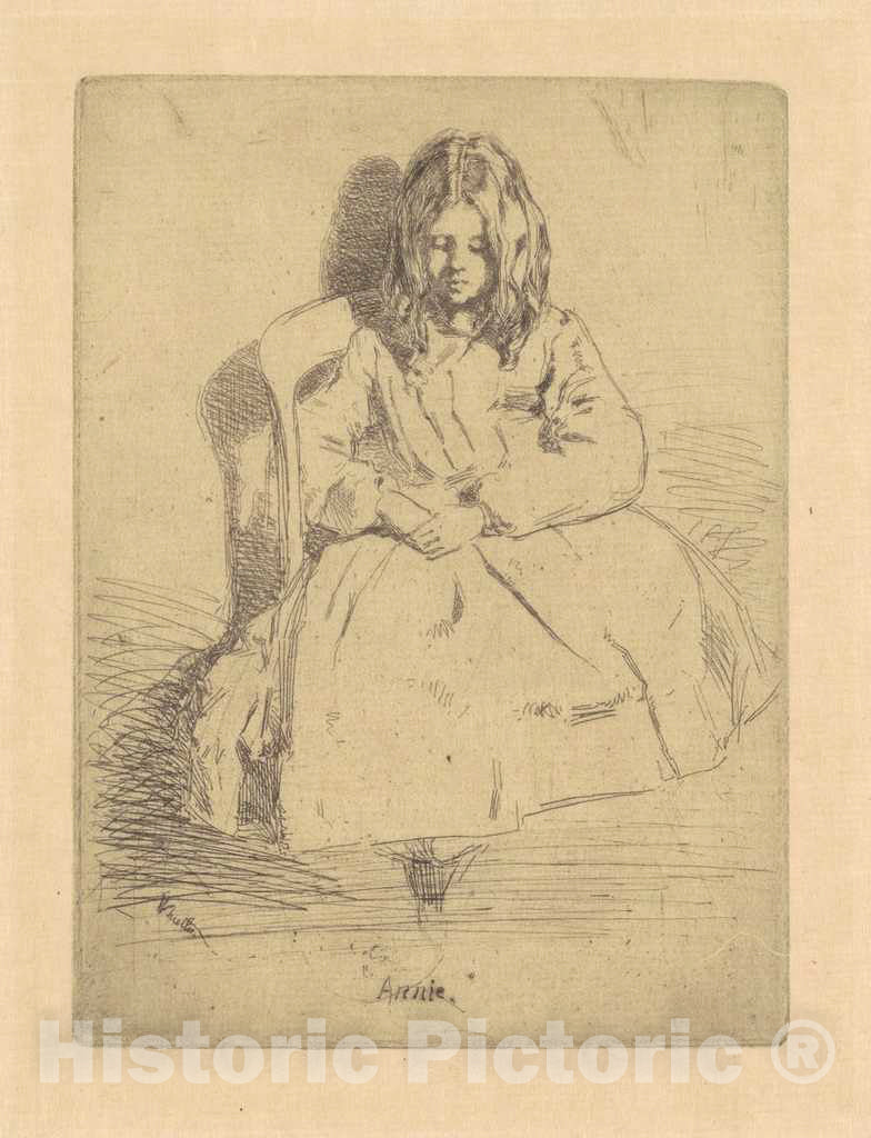 Art Print : James McNeill Whistler, Annie, Seated, c.1859 - Vintage Wall Art