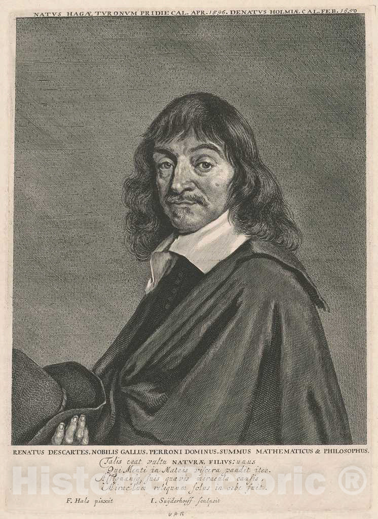 Art Print : Suyderhoff, After Frans Hals, RenÃ© Descartes, 1650s - Vintage Wall Art