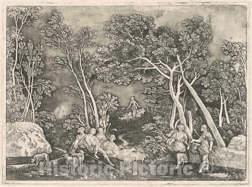 Art Print : Gerhard Janssen, Nymphs in a Landscape, c.1717 - Vintage Wall Art