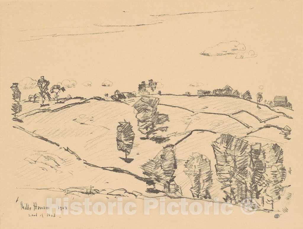 Art Print : Childe Hassam, Stone Fences, Land of Nod, 1918 - Vintage Wall Art
