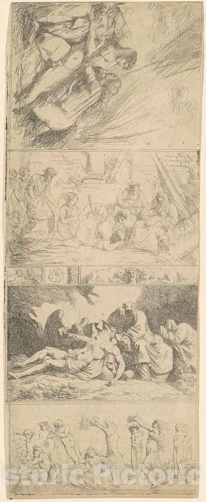 Art Print : Jean Jacques LagrenÃ©e II, Four Religious and Secular Compositions, 1760s - Vintage Wall Art