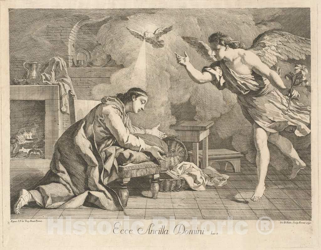 Art Print : Hutin, After Jean de Troy, The Annunciation, 1750 - Vintage Wall Art