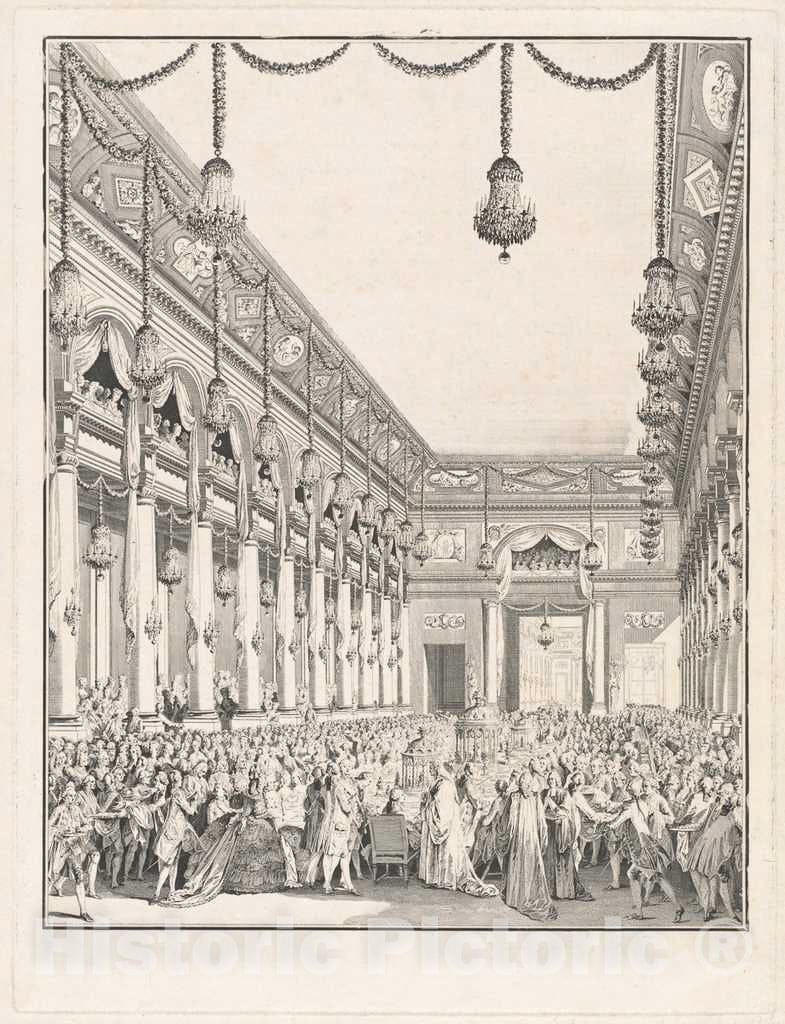 Art Print : Michel Moreau The Younger, Le festin Royal - FÃªte donnÃ©e Ã  l'occasion de la Naissance de Monseigneur le Dauphin, 21 janvier 1782, 1782 - Vintage Wall Art