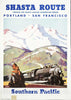 Vintage Poster -  Shasta Route Through The Shasta - Cascade Wonderland Region Southern Pacific -  Maurice Logan., Historic Wall Art