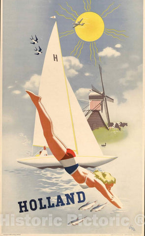 Vintage Poster -  Holland -  Wijga., Historic Wall Art