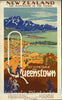 Vintage Poster -  New Zealand -  The Playground of The Pacific Get in The Queue for Queenstown -  Railway Studio., Historic Wall Art