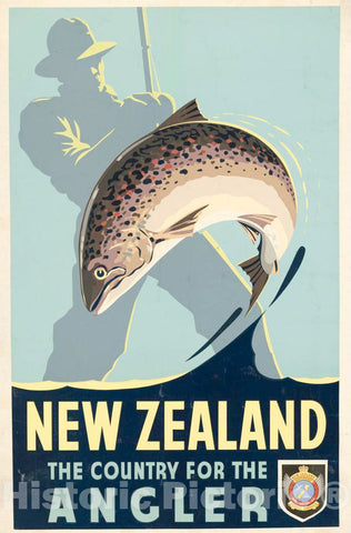 Vintage Poster -  New Zealand The Country for The Angler., Historic Wall Art