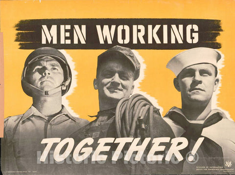 Vintage Poster -  Men Working Together!, Historic Wall Art