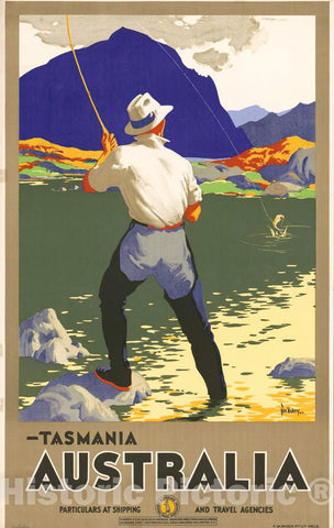 Vintage Poster -  Australia -  Tasmania Particulars at Travel and Shipping Agencies -  John Vickery 33., Historic Wall Art