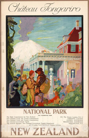 Vintage Poster -  ChÃ¢teau Tongariro, National Park, New Zealand, Historic Wall Art