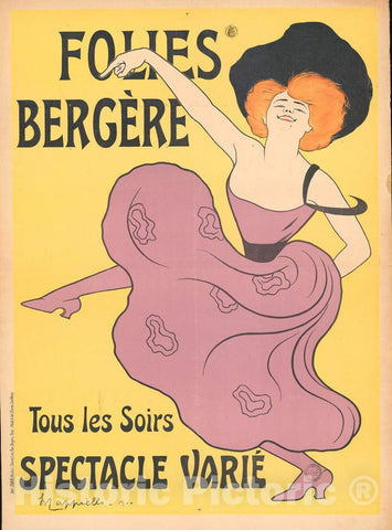 Vintage Poster -  Folies BergÃ¨re - Tous les soirs Spectacle variÃ© -  Cappiello., Historic Wall Art