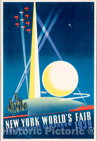Vintage Poster -  New York World's Fair, The World of Tomorrow, 1939 -  Binder., Historic Wall Art