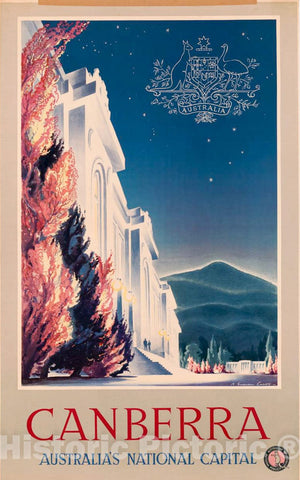 Vintage Poster -  Canberra, Australia's National Capital -  R. Emerson Curtis., Historic Wall Art
