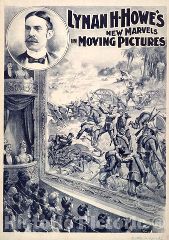 Vintage Poster -  Lyman H. Howe's New Marvels in Moving Pictures -  Courier Litho. Co, Buffalo, N.Y. 2, Historic Wall Art