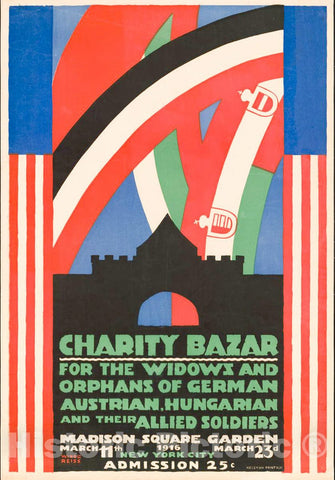 Vintage Poster -  Charity Bazar [i.e, Bazaar] for The widows and Orphans of German, Austrian, Hungarian and Their Allied Soldiers -  Winold Reiss., Historic Wall Art