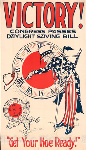 Vintage Poster -  Victory! Congress Passes Daylight Saving Bill, Historic Wall Art