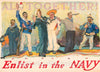 Vintage Poster -  All Together! Enlist in The Navy, Historic Wall Art