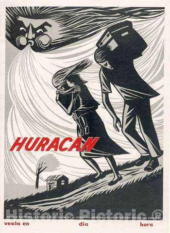 Vintage Poster -  Huracan -  Jose M. Figueroa '58., Historic Wall Art