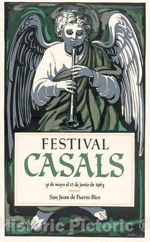 Vintage Poster -  Festival Casals 31 DE Mayo 12 DE junio de 1963 -  San Juan de Puerto Rico -  Homar., Historic Wall Art