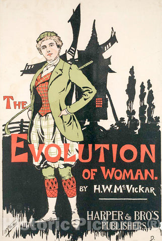Vintage Poster -  The Evolution of Woman, by H.W. McVickar, Harper & Bro's, Publishers -  H. McVickar., Historic Wall Art