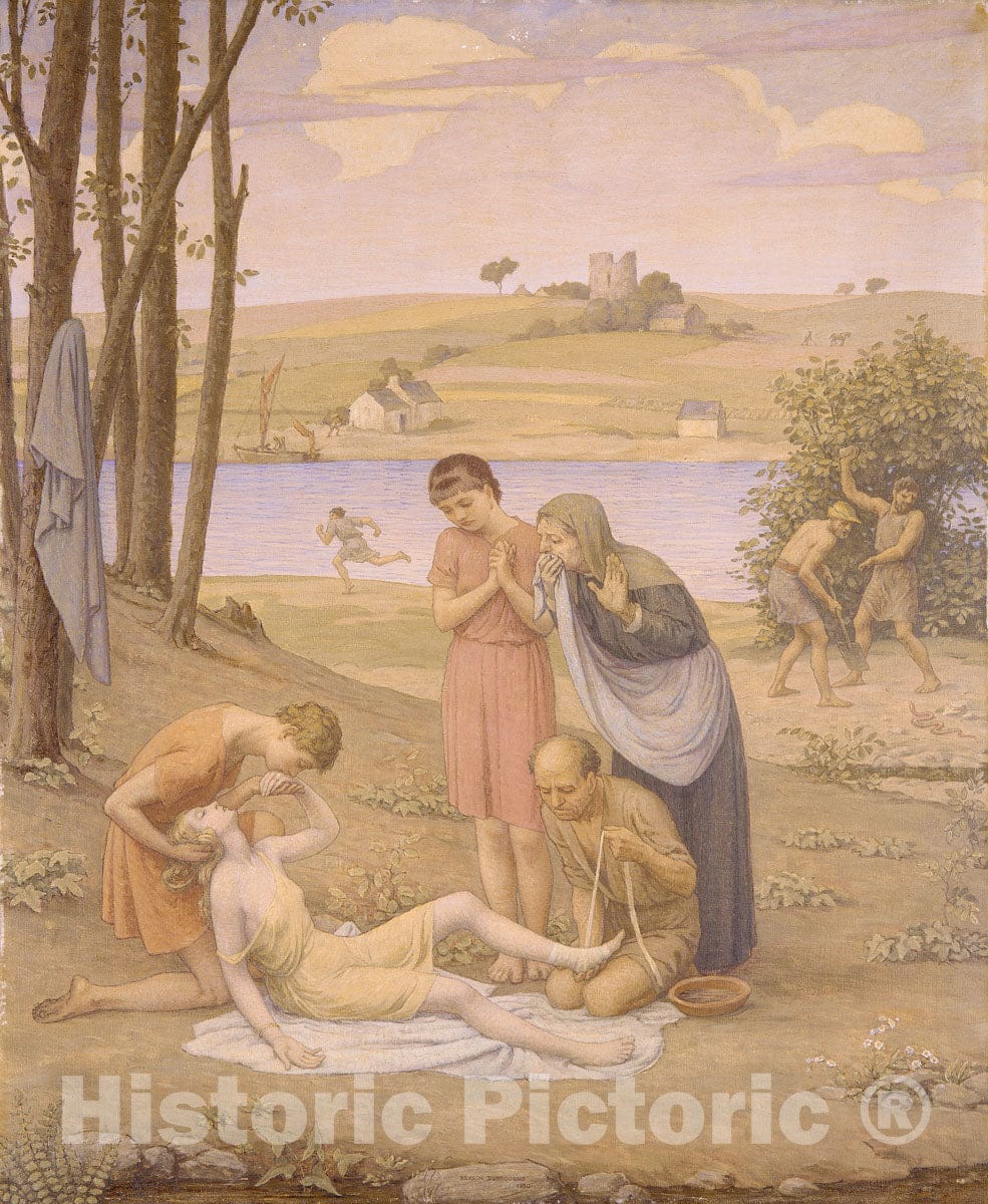 Art Print : Bryson Burroughs - Eurydice Bitten by The Snake : Vintage Wall Art