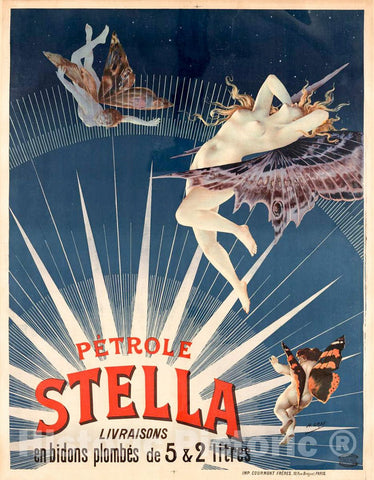 Vintage Poster -  PÃ©trole Stella, livraisons en bidons plombÃ©s DE 5 & 2 litres -  H. Gray., Historic Wall Art