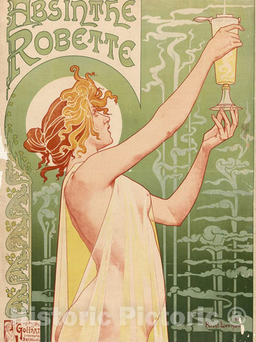 Vintage Poster -  Absinthe robette -  Privat Livemont., Historic Wall Art