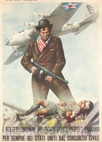 Vintage Poster -  I delitti inumani dei Gangsters piloti radiano per Sempre GLI stati Uniti dal consorzio civile -  Boccasile., Historic Wall Art