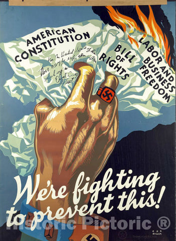 Vintage Poster -  We're Fighting to Prevent This! -  C.R. Miller, Historic Wall Art