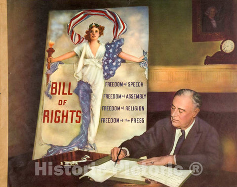 Vintage Poster -  Bill of Rights, Historic Wall Art