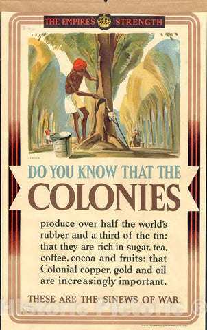 Vintage Poster -  The empire's Strength: Do You Know That The Colonies Produce Over Half The World's Rubber and a Third of The tin, Historic Wall Art