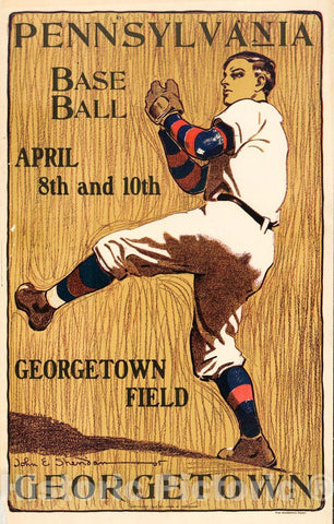 Vintage Poster -  Pennsylvania [vs.] Georgetown, Base Ball, April 8th and 10th - Georgetown Field -  John E. Sheridan '05., Historic Wall Art