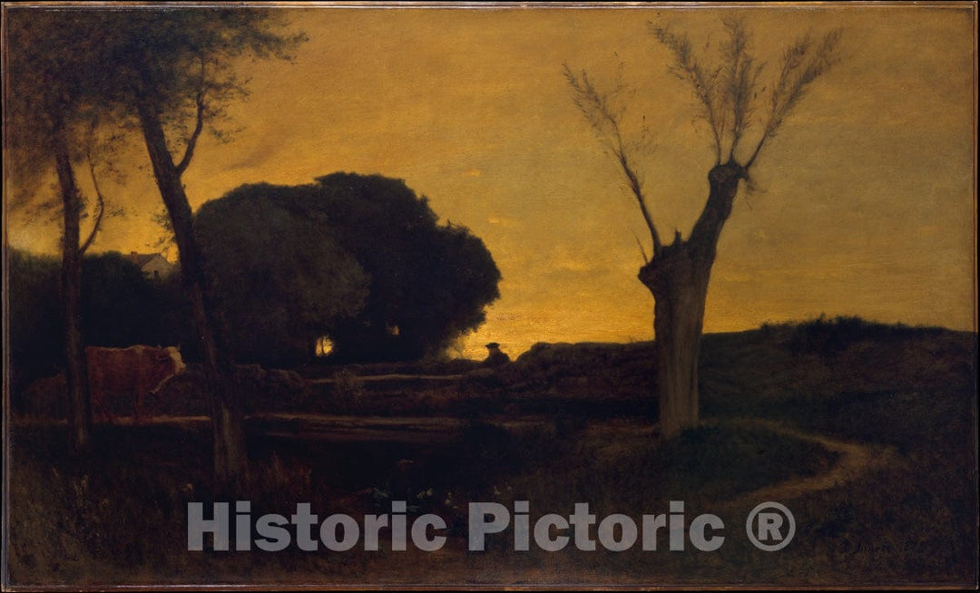 Art Print : George Inness - Evening at Medfield, Massachusetts : Vintage Wall Art