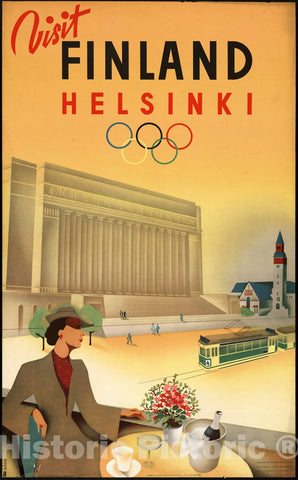 Vintage Poster -  Visit Finland, Helsinki -  Suhonen., Historic Wall Art
