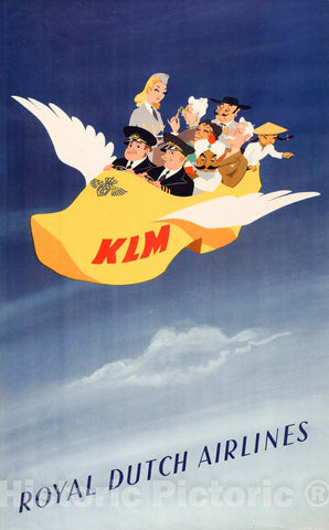 Vintage Poster -  KLM Royal Dutch Airlines -  Paul Erkelens, 47., Historic Wall Art