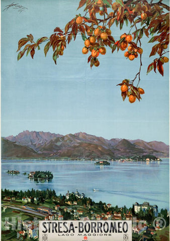 Vintage Poster -  Stresa - Borromeo Lago Maggiore -  A. Mazza, 1927., Historic Wall Art