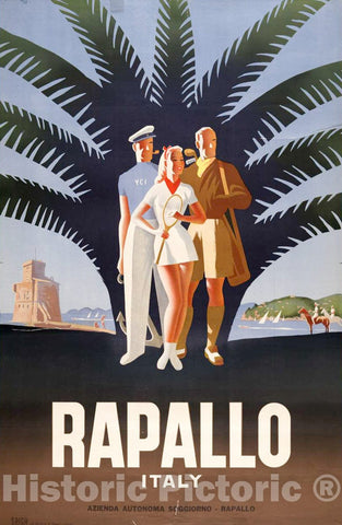 Vintage Poster -  Rapallo, Italy -  Puppo, 47., Historic Wall Art