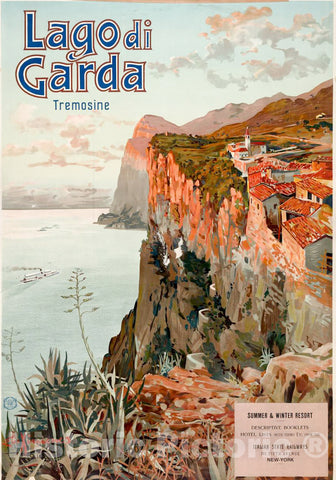 Vintage Poster -  Lago di Garda, Tremonsine -  Elio Ximenes., Historic Wall Art