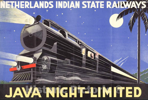 Vintage Poster -  Netherlands Indian State Railways Java Night - Limited., Historic Wall Art