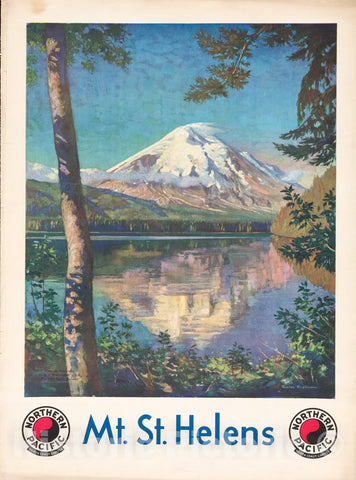 Vintage Poster -  Mt. St. Helens Northern Pacific North Coast Limited., Historic Wall Art