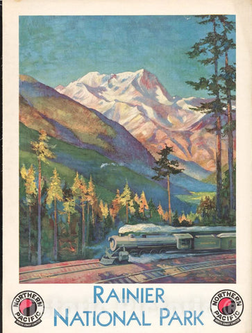 Vintage Poster -  Rainier National Park Northern Pacific North Coast Limited., Historic Wall Art
